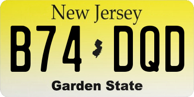 NJ license plate B74DQD