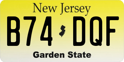 NJ license plate B74DQF
