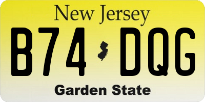 NJ license plate B74DQG