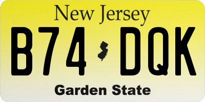 NJ license plate B74DQK