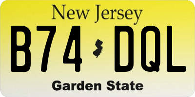 NJ license plate B74DQL