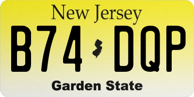 NJ license plate B74DQP