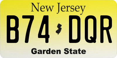 NJ license plate B74DQR