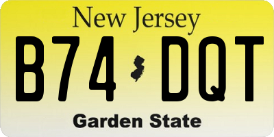 NJ license plate B74DQT