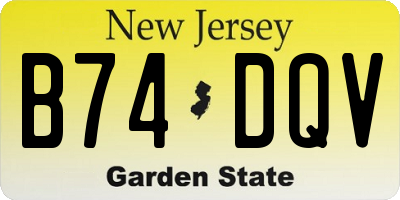 NJ license plate B74DQV