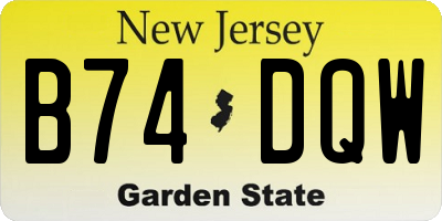 NJ license plate B74DQW
