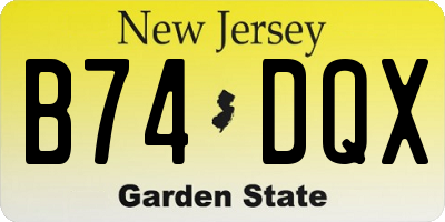NJ license plate B74DQX