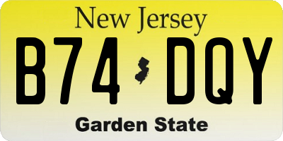 NJ license plate B74DQY
