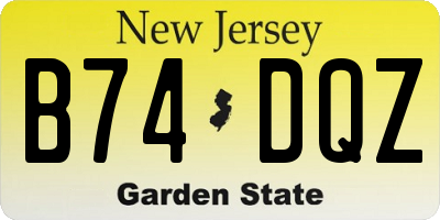 NJ license plate B74DQZ
