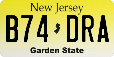 NJ license plate B74DRA