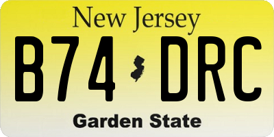 NJ license plate B74DRC