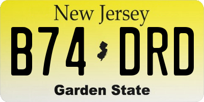 NJ license plate B74DRD