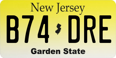 NJ license plate B74DRE