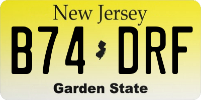 NJ license plate B74DRF