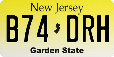 NJ license plate B74DRH