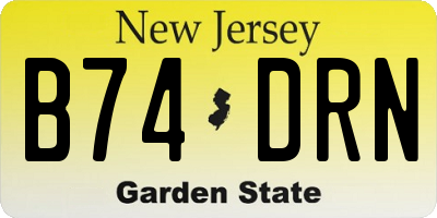 NJ license plate B74DRN