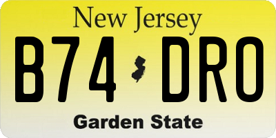 NJ license plate B74DRO