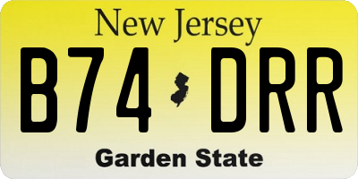 NJ license plate B74DRR