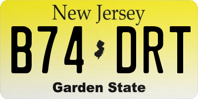 NJ license plate B74DRT