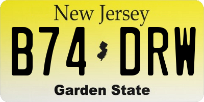 NJ license plate B74DRW