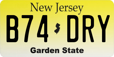 NJ license plate B74DRY