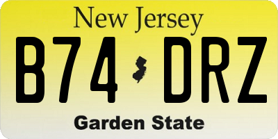 NJ license plate B74DRZ