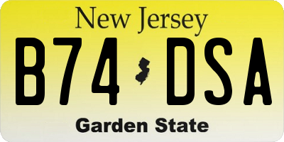 NJ license plate B74DSA