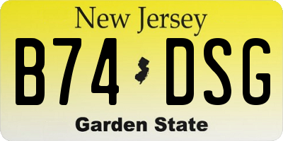 NJ license plate B74DSG