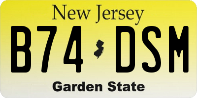NJ license plate B74DSM