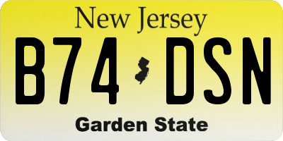 NJ license plate B74DSN