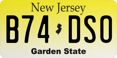 NJ license plate B74DSO