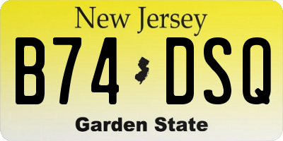 NJ license plate B74DSQ
