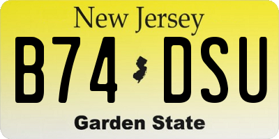 NJ license plate B74DSU