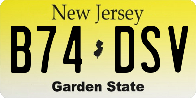 NJ license plate B74DSV
