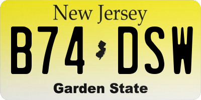 NJ license plate B74DSW