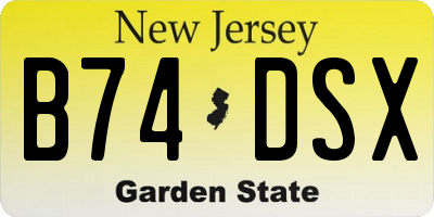NJ license plate B74DSX