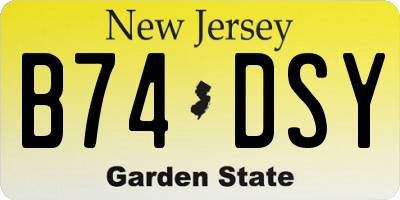 NJ license plate B74DSY