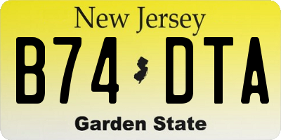 NJ license plate B74DTA