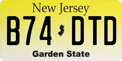 NJ license plate B74DTD