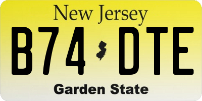 NJ license plate B74DTE