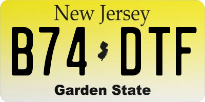NJ license plate B74DTF