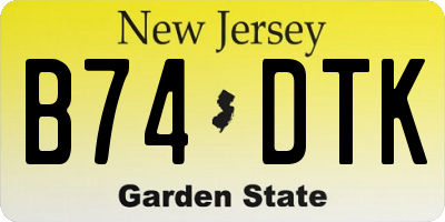 NJ license plate B74DTK