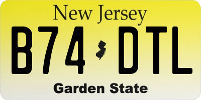 NJ license plate B74DTL