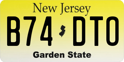 NJ license plate B74DTO
