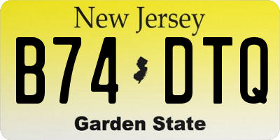 NJ license plate B74DTQ
