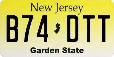 NJ license plate B74DTT
