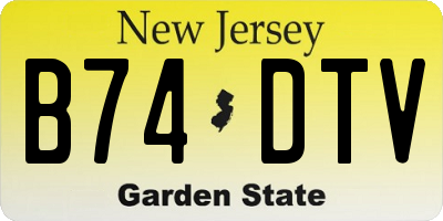 NJ license plate B74DTV