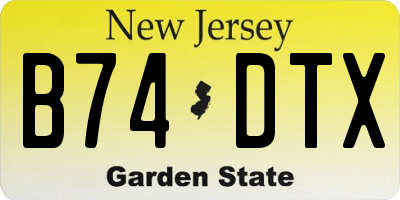 NJ license plate B74DTX