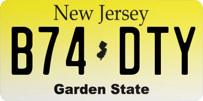 NJ license plate B74DTY
