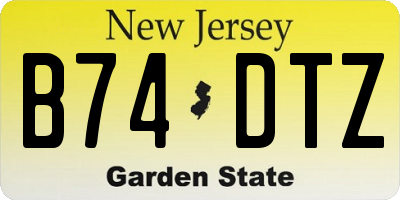 NJ license plate B74DTZ
